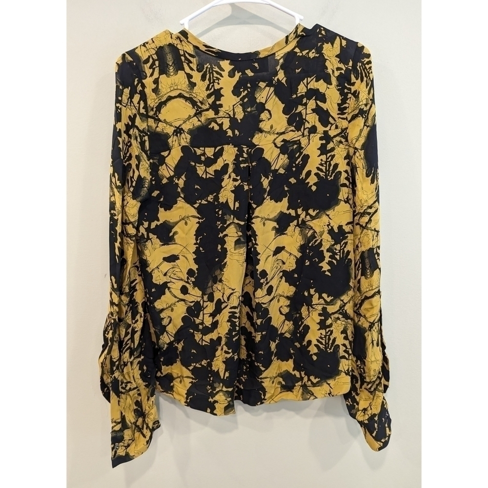 A.L.C. Yellow Black 100% Silk Button Up Blouse Size XS - Picture 3 of 8